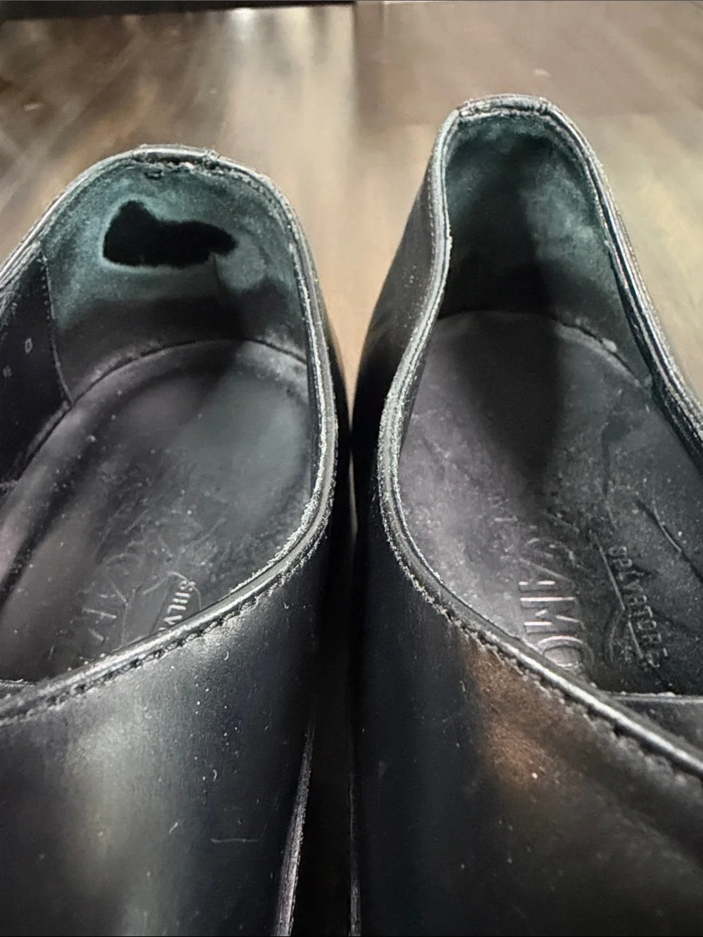 Salvatore Ferragamo Black Leather Cap-Toe Derby Oxfords